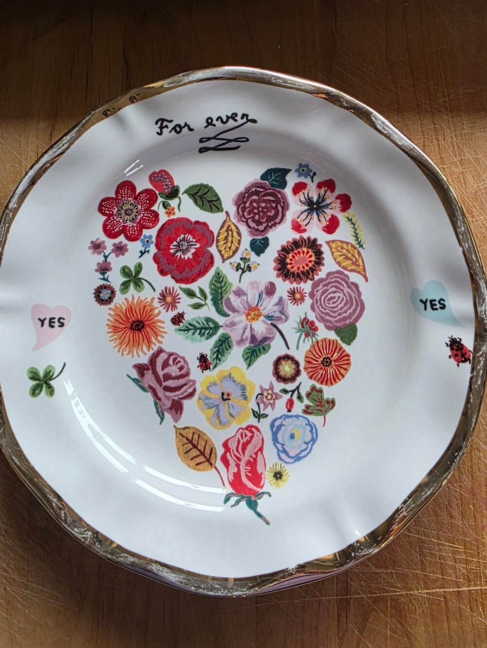 Anthropologie Nathalie Lete "For Ever" Floral Heart Dinner Plate Rare